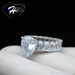 WOMEN 925 STERLING SILVER PEAR SHAPED FULL BLING CZ SILVER ENGAGEMENT RING*SR132