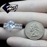 WOMEN 925 STERLING SILVER PEAR SHAPED FULL BLING CZ SILVER ENGAGEMENT RING*SR132