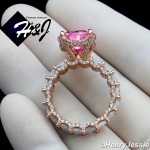 WOMEN 925 STERLING SILVER PINK PEAR SHAPED FULL BLING CZ ROSE GOLD ENGAGEMENT RING*RGR129