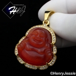 MEN WOMEN Stainless Steel Jade/Onyx/Pink/White Gemstone Gold ICED Buddha Pendant*GP124