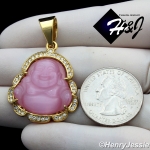 MEN WOMEN Stainless Steel Jade/Onyx/Pink/White Gemstone Gold ICED Buddha Pendant*GP124