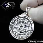MEN WOMEN 925 STERLING SILVER FULL ICY COLORED CZ HAPPY FACE ROUND PENDANT*SP266