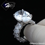WOMEN 925 STERLING SILVER FULL ICY BLING CZ CLEAR OVER SHAPED ENGAGEMENT RING*SR134
