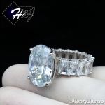 WOMEN 925 STERLING SILVER FULL ICY BLING CZ CLEAR OVER SHAPED ENGAGEMENT RING*SR134