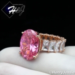 WOMEN 925 STERLING SILVER OVAL SHAPED FULL ICY BLING CZ ROSE GOLD ENGAGEMENT RING*RGR134