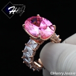 WOMEN 925 STERLING SILVER OVAL SHAPED FULL ICY BLING CZ ROSE GOLD ENGAGEMENT RING*RGR134