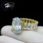 WOMEN 925 STERLING SILVER CLEAR OVAL SHAPED FULL ICY BLING CZ GOLD ENGAGEMENT RING*GR134