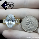 WOMEN 925 STERLING SILVER CLEAR OVAL SHAPED FULL ICY BLING CZ GOLD ENGAGEMENT RING*GR134