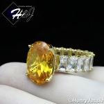 WOMEN 925 STERLING SILVER YELLOW OVAL SHAPED FULL ICY BLING CZ GOLD ENGAGEMENT RING*GR134
