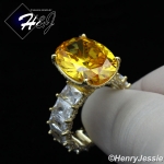 WOMEN 925 STERLING SILVER YELLOW OVAL SHAPED FULL ICY BLING CZ GOLD ENGAGEMENT RING*GR134