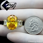 WOMEN 925 STERLING SILVER YELLOW OVAL SHAPED FULL ICY BLING CZ GOLD ENGAGEMENT RING*GR134