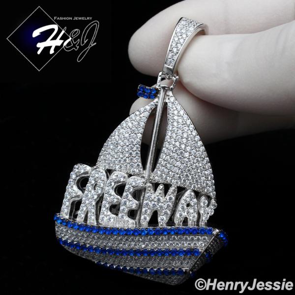 MEN 925 STERLING SILVER FULL ICY SILVER/BLUE 