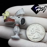 MEN 925 STERLING SILVER FULL ICY LAB DIAMOND 3D SNOOPY DOG CHARM PENDANT*SP267