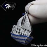 MEN 925 STERLING SILVER FULL ICY SILVER/BLUE 