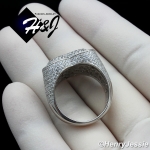 MEN WOMEN 925 STERLING SILVER LAB DIAMOND BLING 3D HEART SHAPE RING*SR125