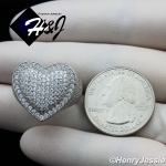 MEN WOMEN 925 STERLING SILVER LAB DIAMOND BLING 3D HEART SHAPE RING*SR125