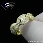 MEN WOMEN 925 STERLING SILVER LAB DIAMOND BLING GOLD GUCCI MARINER LINK RING*GR108