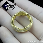 MEN WOMEN 925 STERLING SILVER LAB DIAMOND BLING GOLD GUCCI MARINER LINK RING*GR108