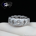 MEN WOMEN 925 STERLING SILVER FULL ICY LAB DIAMOND BLING CUBAN CURB LINK RING*SR128