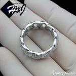 MEN WOMEN 925 STERLING SILVER FULL ICY LAB DIAMOND BLING CUBAN CURB LINK RING*SR128