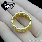 MEN WOMEN 925 STERLING SILVER FULL ICY LAB DIAMOND BLING GOLD CUBAN CURB LINK RING*GR128