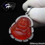 MEN WOMEN Stainless Steel Jade/Onyx/Blue/Pink/White Gemstone Silver ICED Buddha Pendant*P117