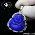 MEN WOMEN Stainless Steel Jade/Onyx/Blue/Pink/White Gemstone Silver ICED Buddha Pendant*P117