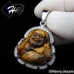 MEN WOMEN Stainless Steel Jade/Onyx/Blue/Pink/White Gemstone Silver ICED Buddha Pendant*P117