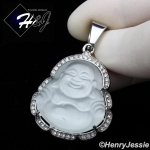 MEN WOMEN Stainless Steel Jade/Onyx/Blue/Pink/White Gemstone Silver ICED Buddha Pendant*P117