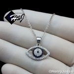 WOMEN 925 STERLING SILVER ICY GEMSTONE EVIL EYE PENDANT CHAIN NECKLACE*WN5