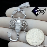 MEN 925 STERLING SILVER ICY BLING LAB DIAMOND SILVER 3D SCORPION CHARM PENDANT*SP270