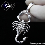 MEN 925 STERLING SILVER ICY BLING LAB DIAMOND SILVER 3D SCORPION CHARM PENDANT*SP270