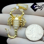 MEN 925 STERLING SILVER ICY BLING LAB DIAMOND GOLD 3D SCORPION CHARM PENDANT*GP270