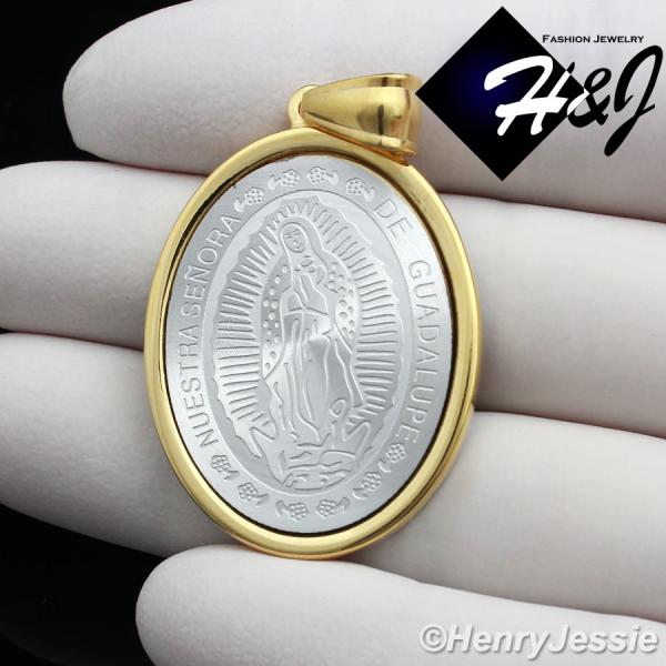 MEN's Stainless Steel Gold/Silver Virgin Mary Our Lady Of Guadalupe Charm Pendant*GP26