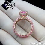 WOMEN 925 STERLING SILVER PEAR SHAPED FULL BLING PINK CZ ROSE GOLD ENGAGEMENT RING*RGR132