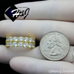 MEN WOMEN 925 STERLING SILVER LAB DIAMOND 8MM GOLD ICY 2 ROW TENNIS BAND RING*GR131