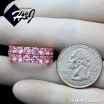 MEN WOMEN 925 STERLING SILVER ICY PINK CZ 8MM ROSE GOLD 2 ROW TENNIS BAND RING*RGR131
