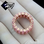 MEN WOMEN 925 STERLING SILVER ICY PINK CZ 8MM ROSE GOLD 2 ROW TENNIS BAND RING*RGR131