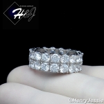 MEN WOMEN 925 STERLING SILVER LAB DIAMOND 8MM ICY 2 ROW TENNIS BAND RING*SR131