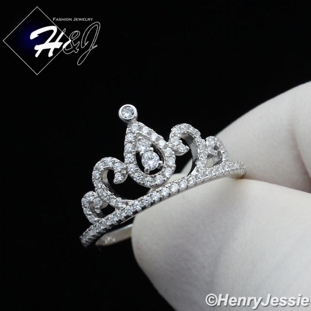 WOMEN 925 STERLING SILVER LAB DIAMOND BLING CROWN RING SIZE 6-9*SR124