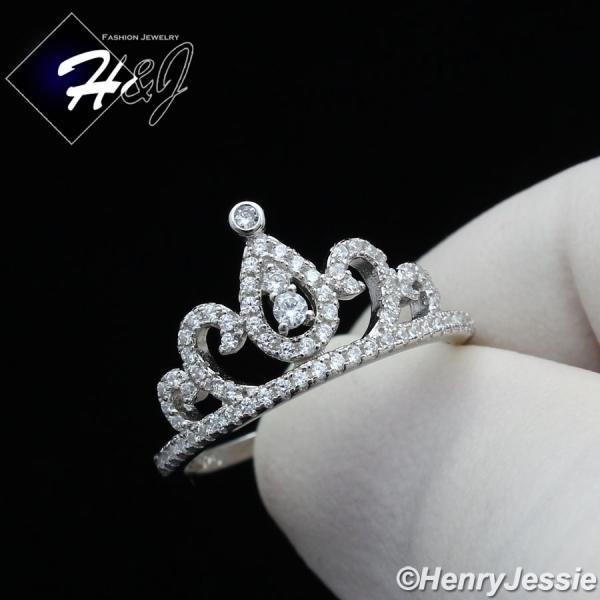 WOMEN 925 STERLING SILVER LAB DIAMOND BLING CROWN RING SIZE 6-9*SR124