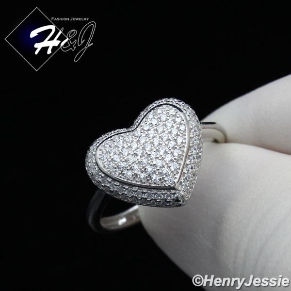 WOMEN 925 STERLING SILVER BLING HEART SHAPE ENGAGEMENT RING SIZE 6-9*SR113