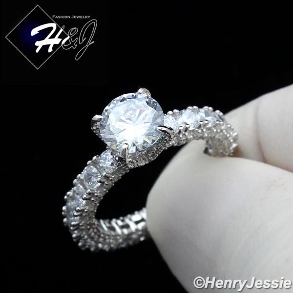 WOMEN 925 STERLING SILVER FULL ICY BLING CZ ENGAGEMENT RING SIZE 6-9*SR117