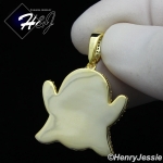MEN WOMEN 925 STERLING SILVER FULL ICY LAB DIAMOND 3D GOLD GHOST EMOJI CHARM PENDANT*GP272