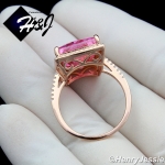 WOMEN 925 STERLING SILVER PINK RECTANGLE CZ ROSE GOLD ENGAGEMENT RING*RGR135