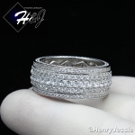 MEN 925 STERLING SILVER FULL LAB DIAMOND 10MM BLING WEDDING BAND RING*SR119