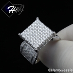 WOMEN 925 STERLING SILVER LAB DIAMOND 15MM SQUARE ENGAGEMENT RING SIZE 6-9*SR112