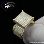 WOMEN 925 STERLING SILVER LAB DIAMOND 15MM GOLD SQUARE ENGAGEMENT RING SIZE 6-9*GR112