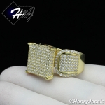 WOMEN 925 STERLING SILVER LAB DIAMOND 15MM GOLD SQUARE ENGAGEMENT RING SIZE 6-9*GR112