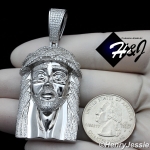 MEN 925 STERLING SILVER ICY LAB DIAMOND SILVER BLING 3D JESUS FACE CHARM PENDANT*SP274